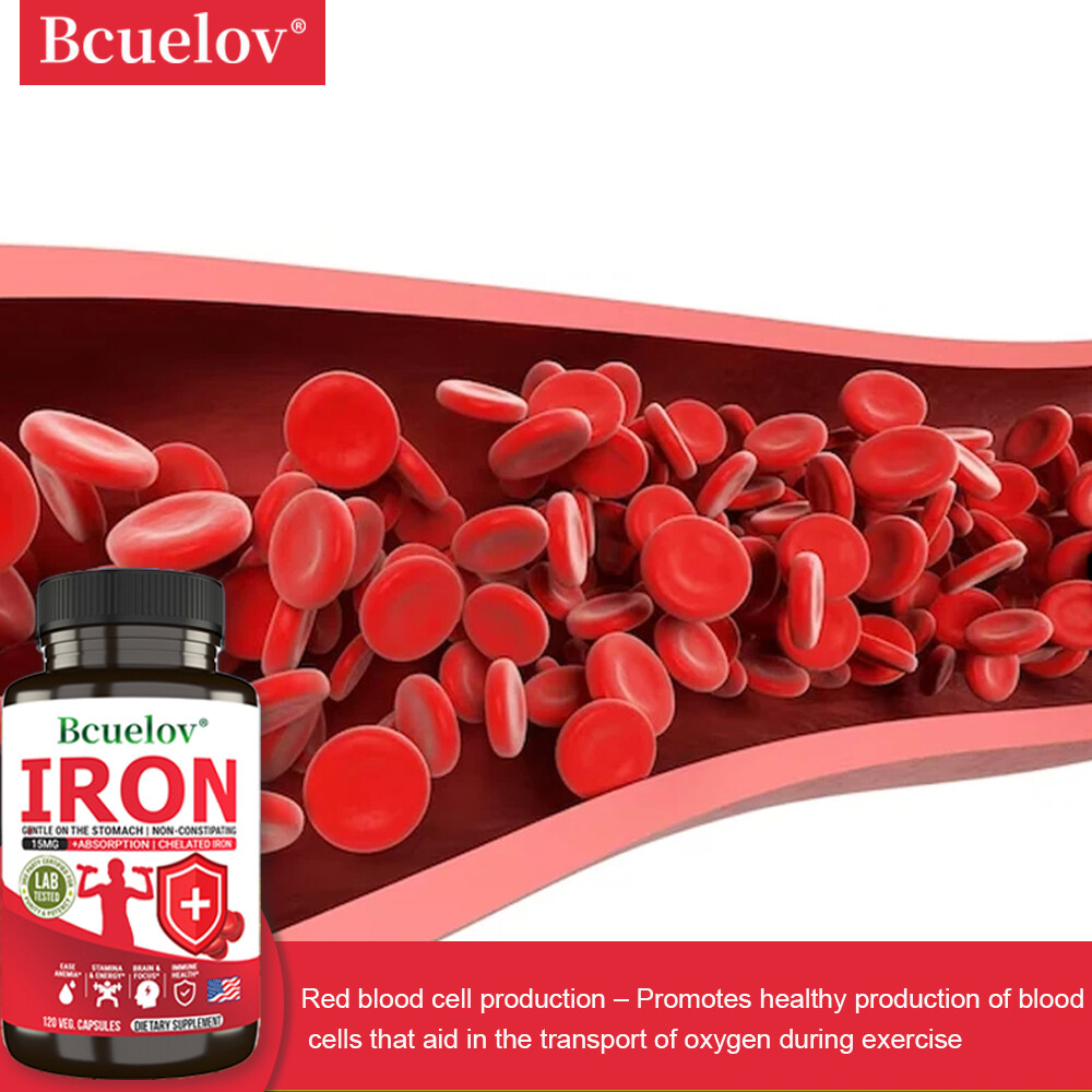 Iron 15mg Supplement – Chelated Gentler on Stomach Non Constipating