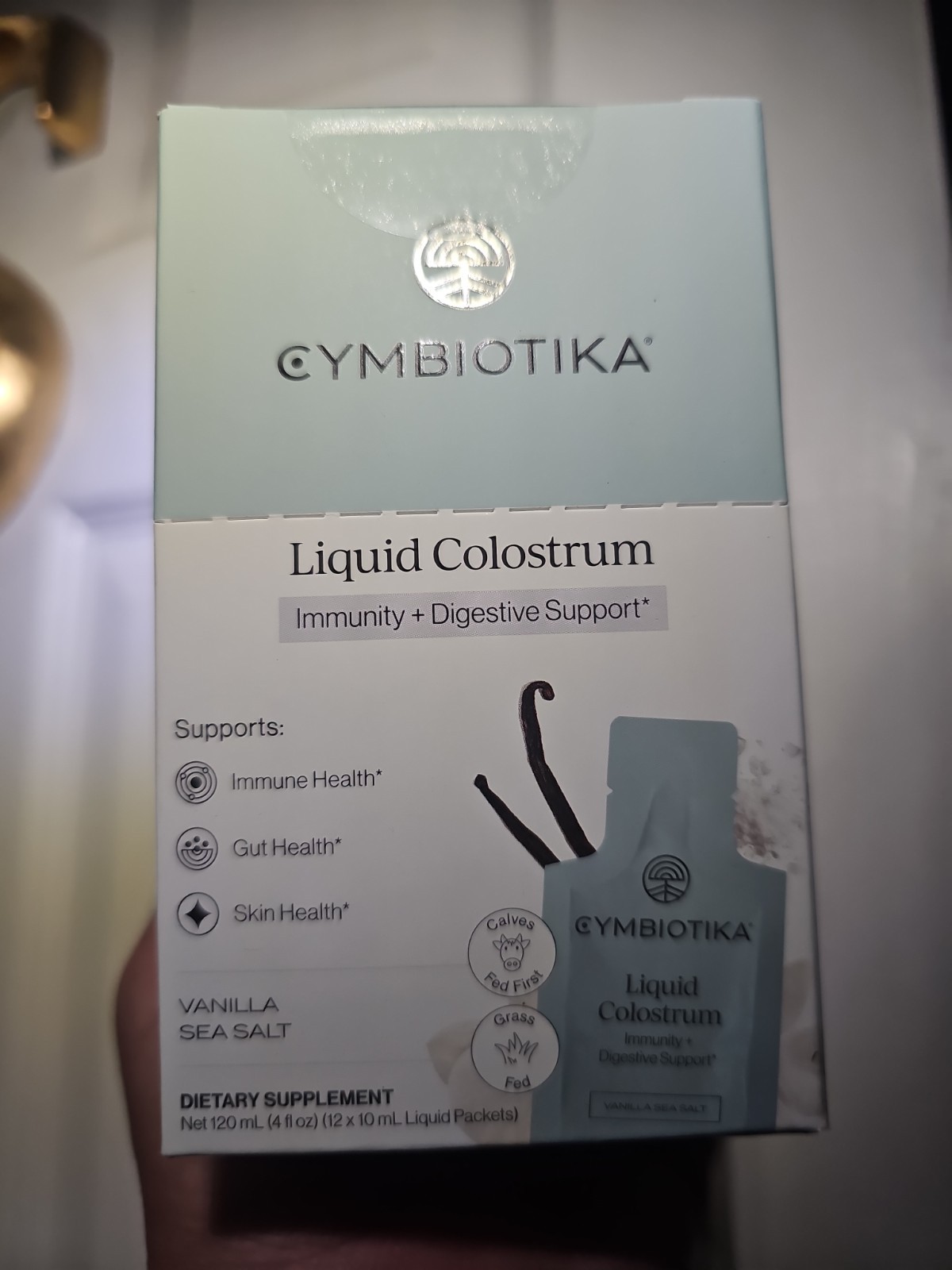 Cymbiotika Liquid Colostrum Immune Digestive Skin Support Vanilla Sea Salt 120mL