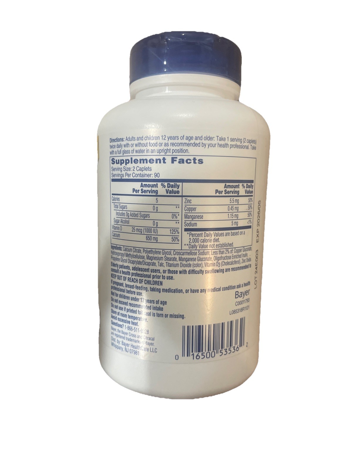 Citracal Maximum Plus Calcium Citrate With Vitamin D3- Caplets- 180ct