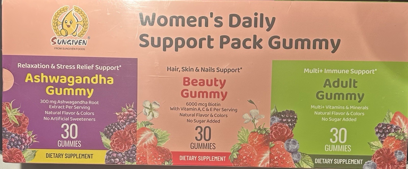 Sungiven Women’s Daily Support Gummy Pack Ashwagandha Beauty Adult 90 ct