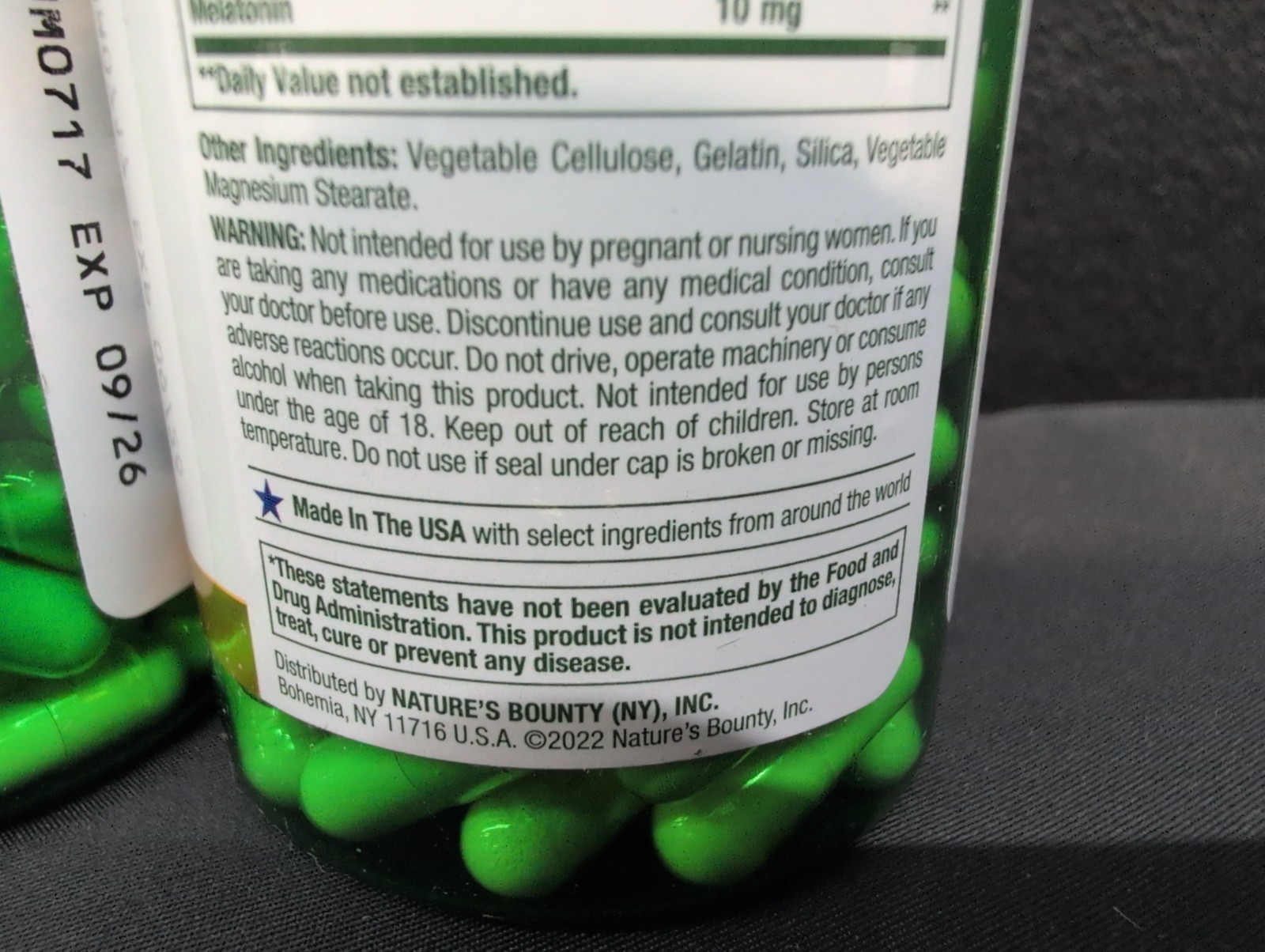 Nature Bounty Melatonin 10mg Capsules For Sleep Health 60 Ct EXP 09/2026 2 Pack