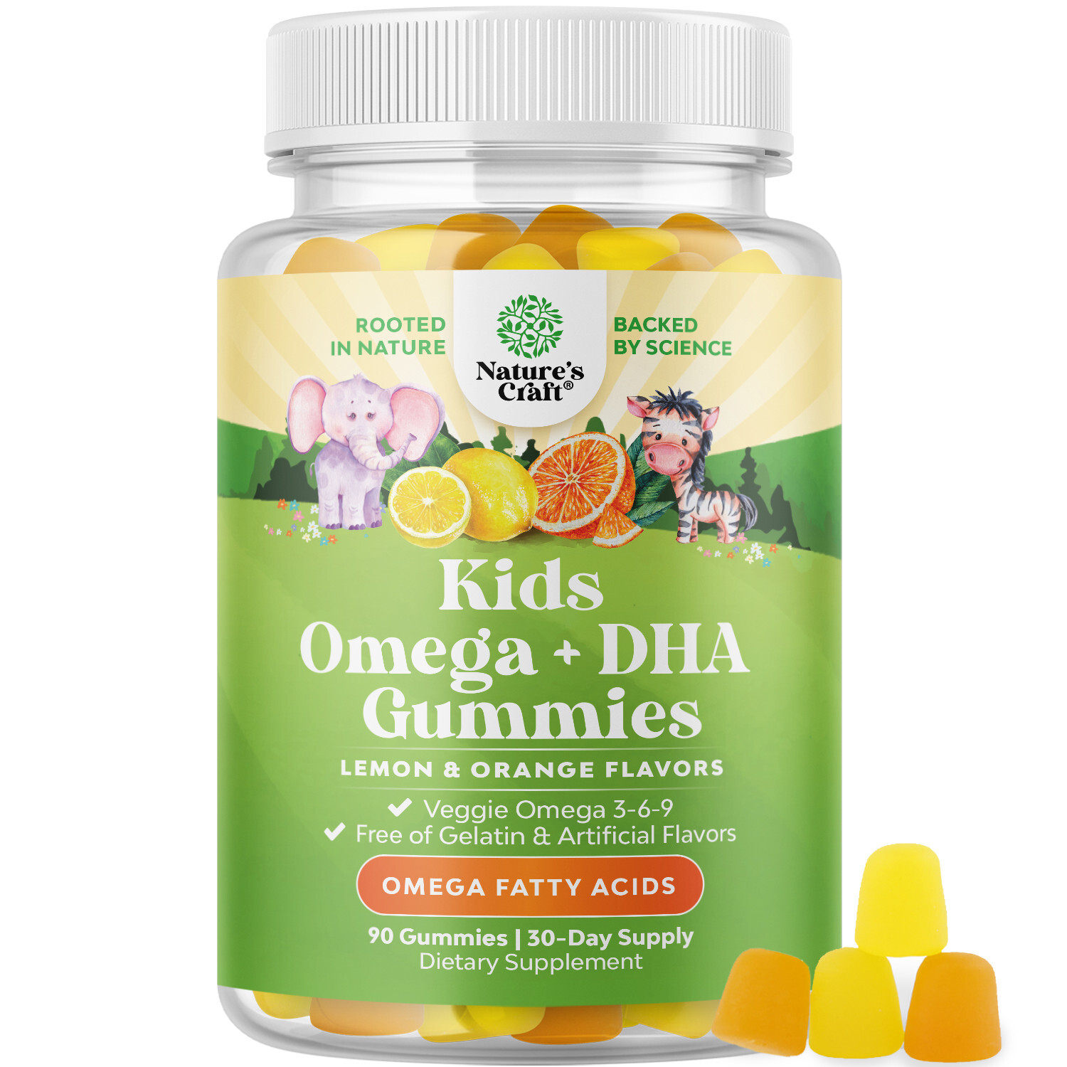Kids DHA Omega 3 Gummies for Kids – Delicious Fish Free for Vision Brain 90ct