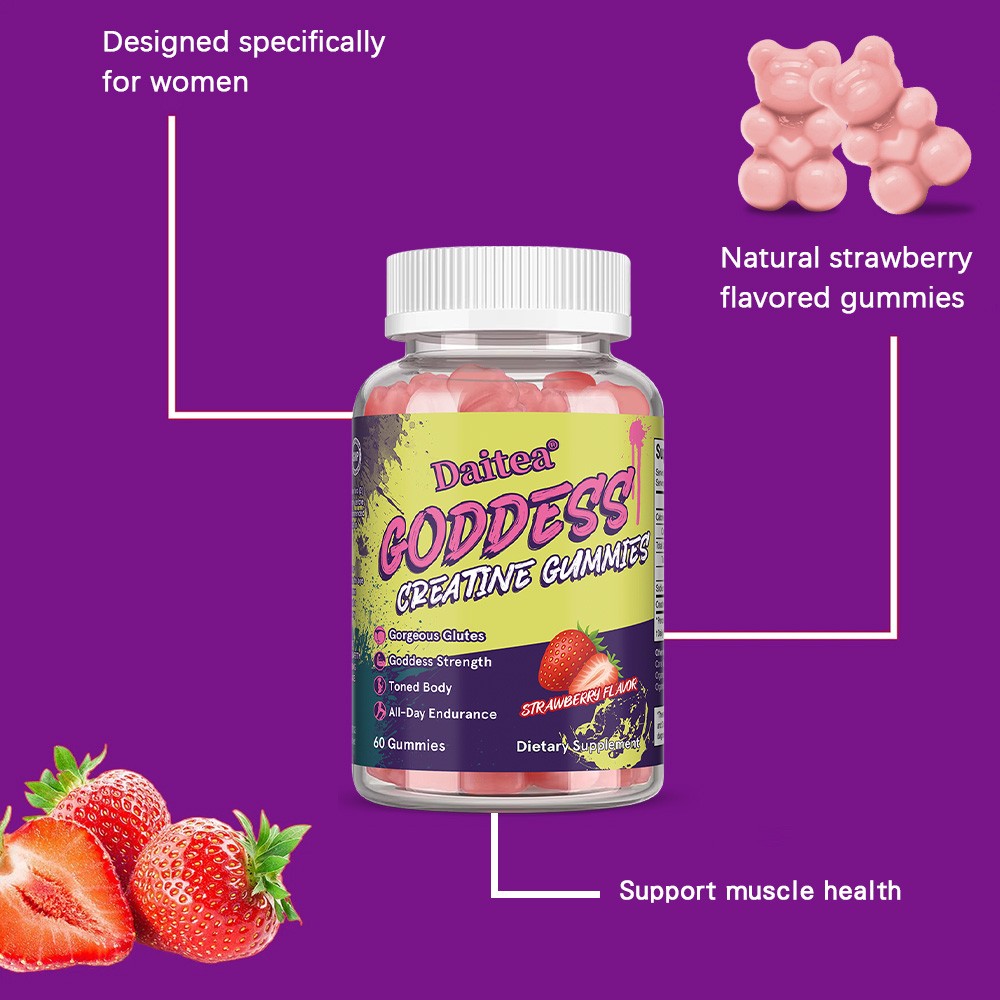 Strawberry Creatine Gummies for Women-3g Monohydrate for Strength, Glutes&Energy