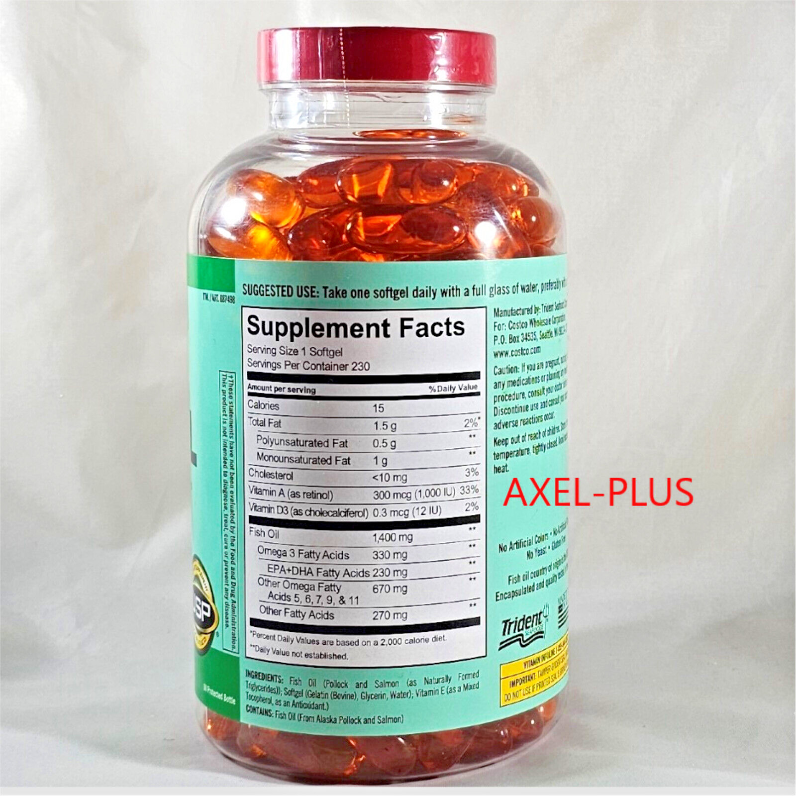 Kirkland Signature Wild Alaskan Fish Oil 1400 mg., 230 Softgels