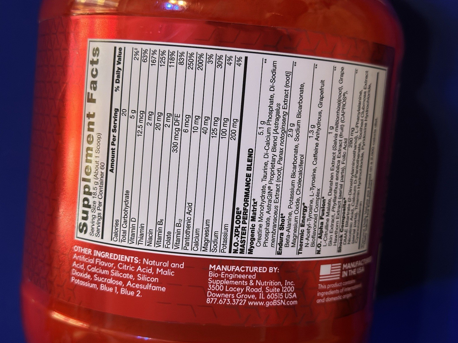 N.O.-XPLODE® Pre-Workout Igniter – Blue Raz (60 Servings) Exp 12/27