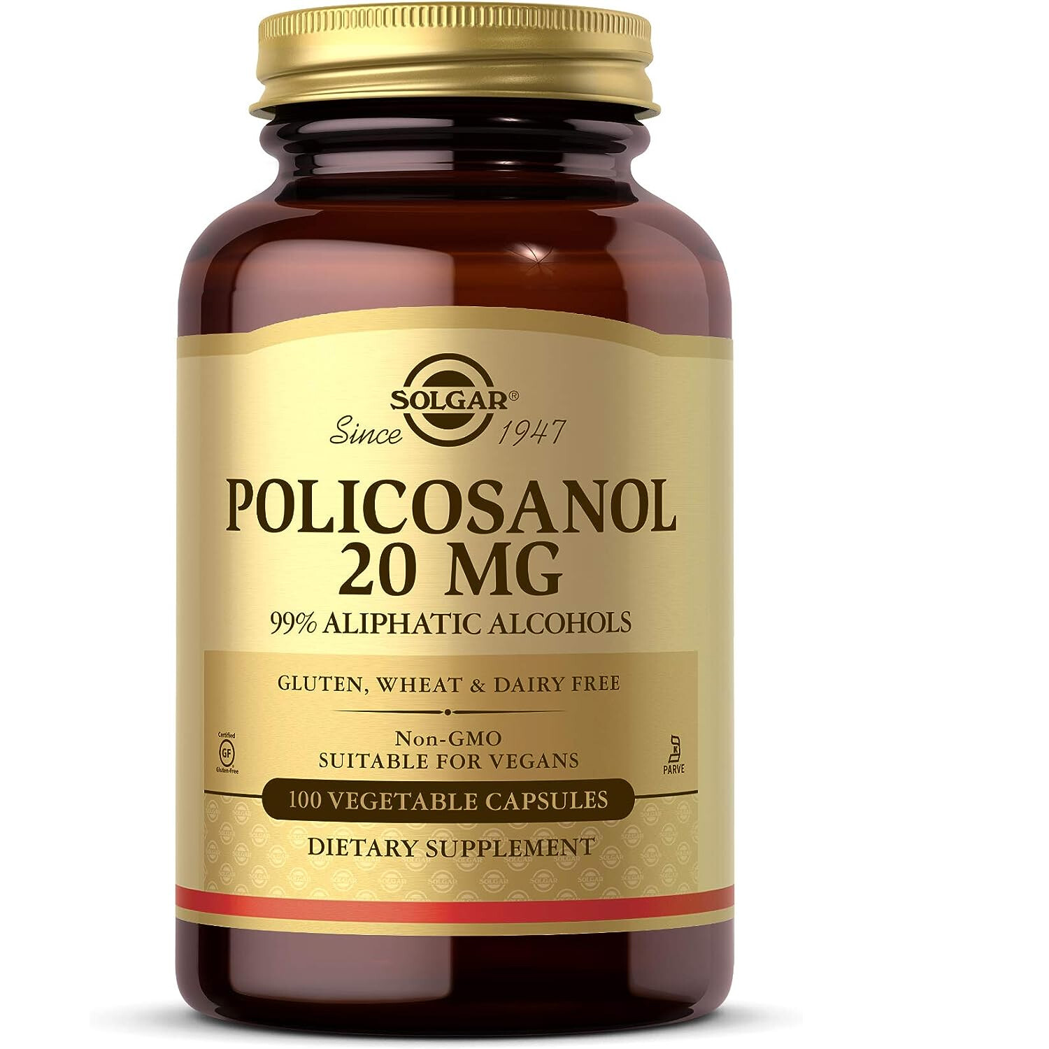 Solgar Policosanol, 20mg, 100 Vegetable Capsules