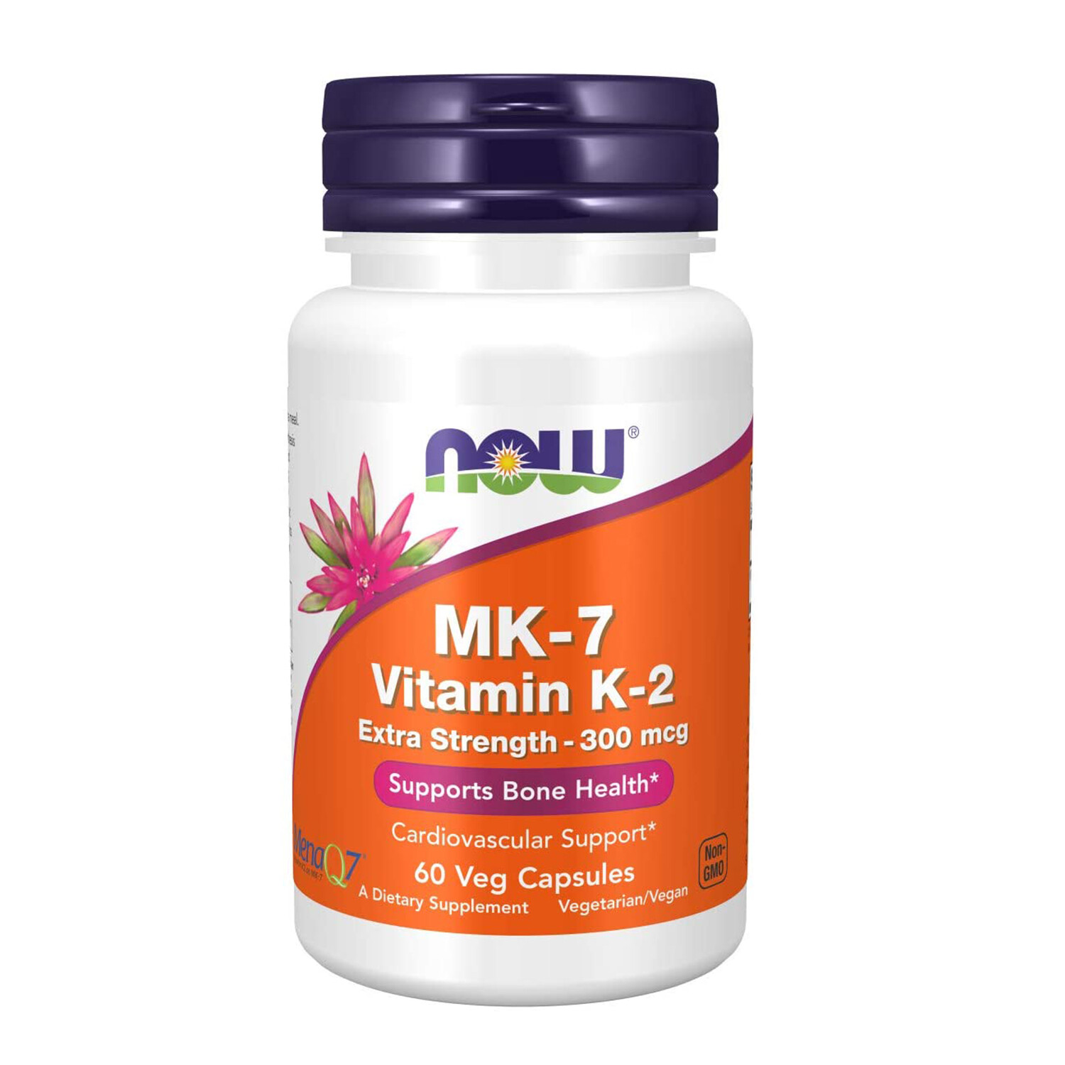 NOW MK-7 Vitamin K-2 Extra Strength 300mcg, 60 Vegetarian Capsules