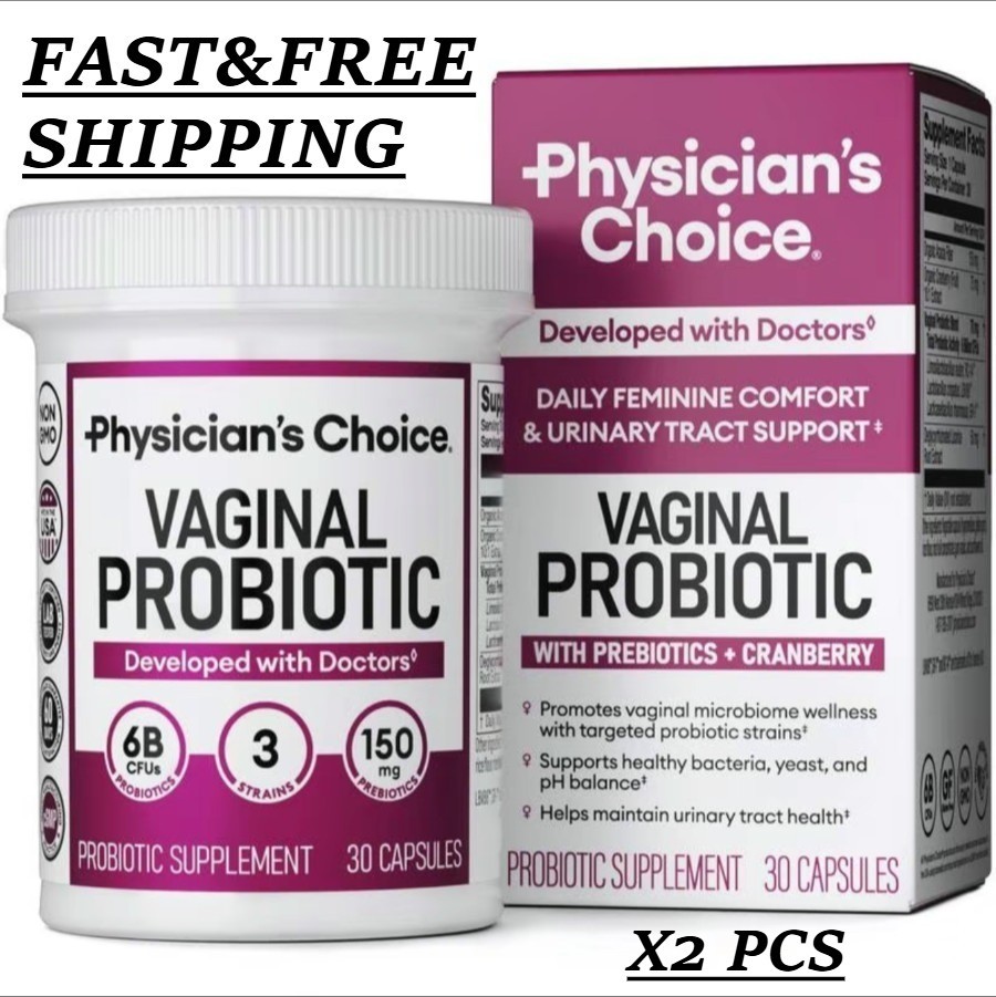 NEW Physician’s Choice Vaginal Probiotic 30Caps – pH Balance, Cranberry, 6B CFUs