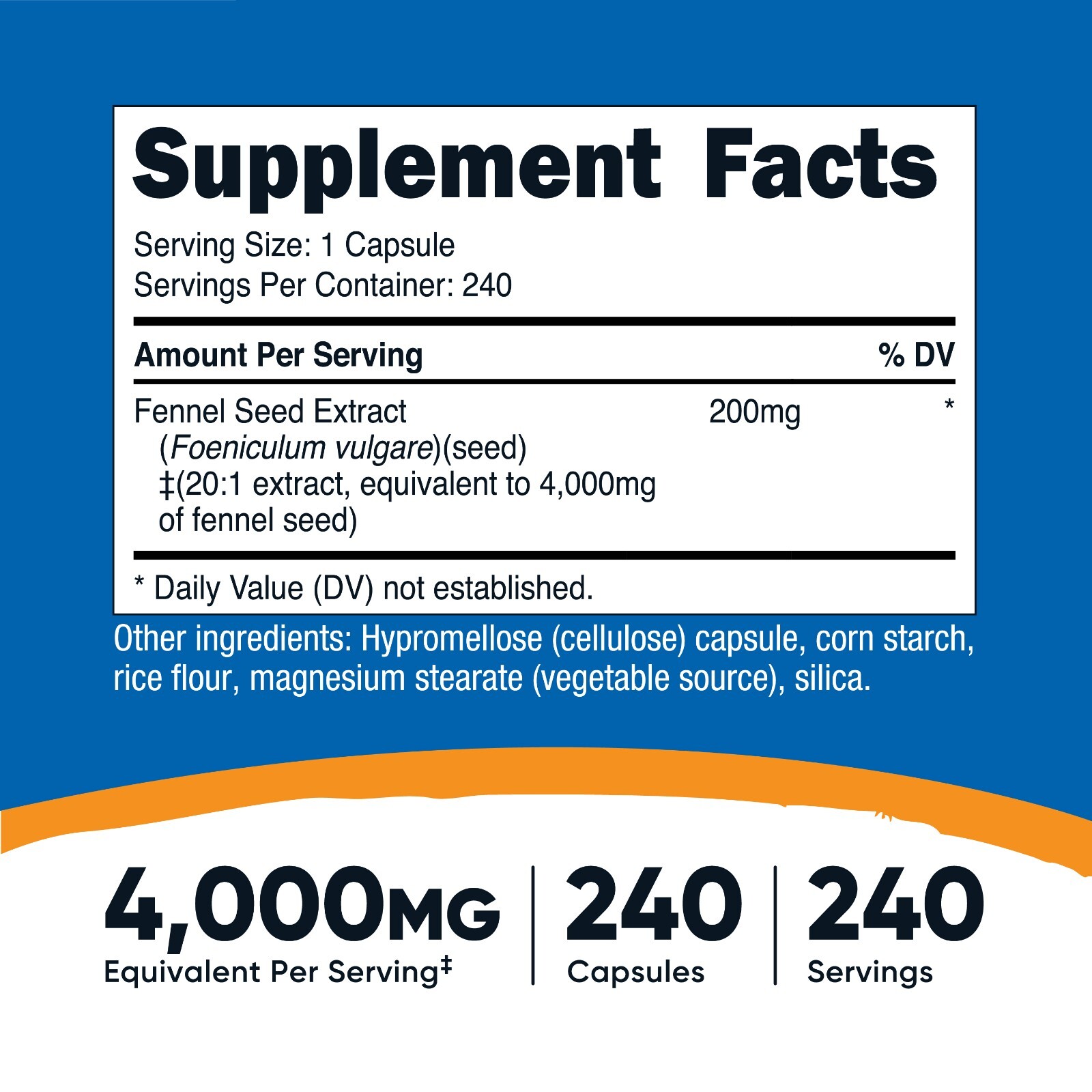 Nutricost Fennel Seed (4000 mg Equivalent) 240 Capsules – Vegan Fennel Seed