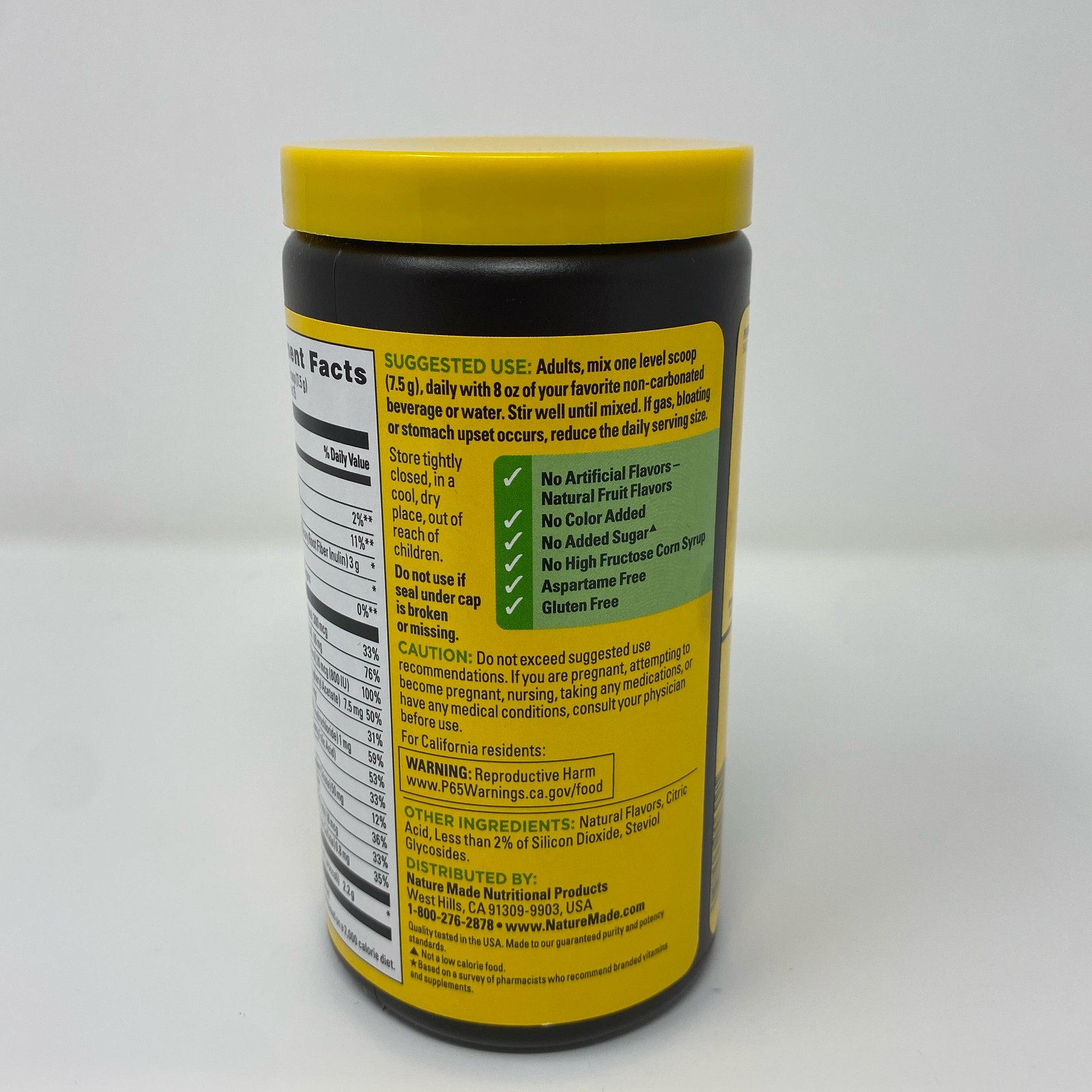 Nature Made SuperGreens Prebiotic Fiber Drink Mix Peach Mango, 6.61 oz