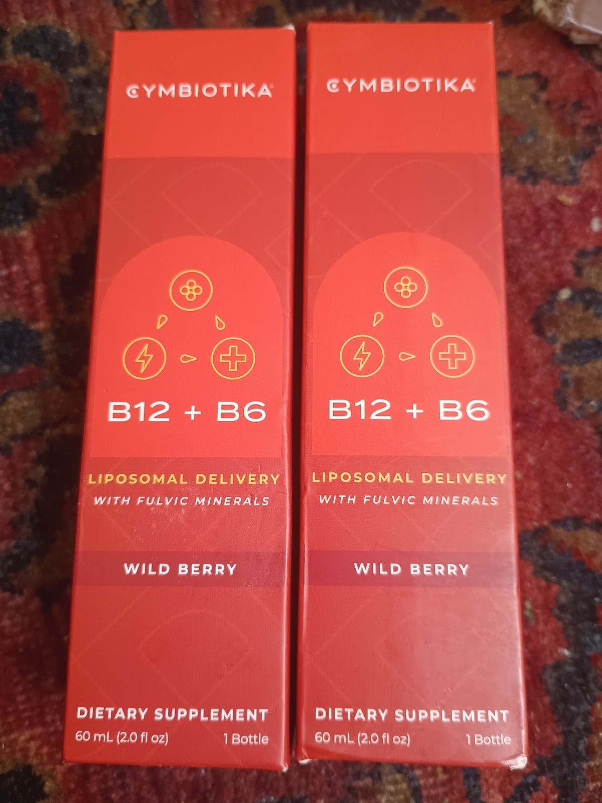 x2 Cymbiotika B12+B6 Liposomal Delivery – Wild Berry 60 ml EXP 3/2026 & 4/2026