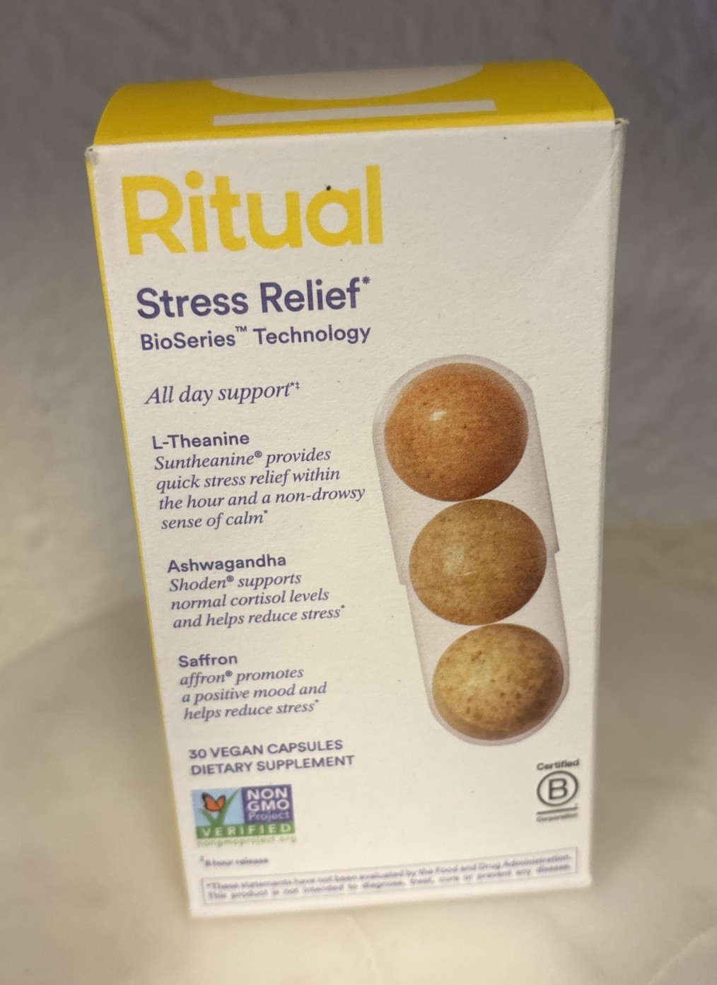 Ritual Stress Relief Supplement BioSeries with 8-Hour Release Exp 01/2027