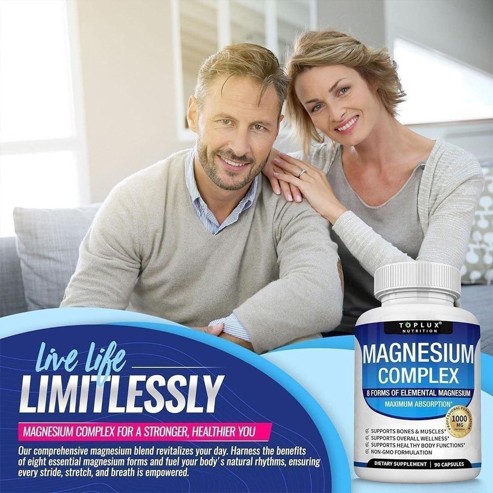 3Pack Toplux Nutrition Magnesium Complex 1000mg Supports 8 Elemental Magnesium++