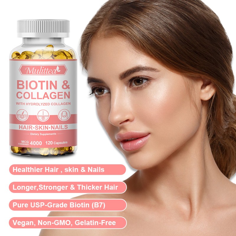 Biotin 4000mcg & Collagen for Hair, Skin & Nails Health – Dietary Supplement 120