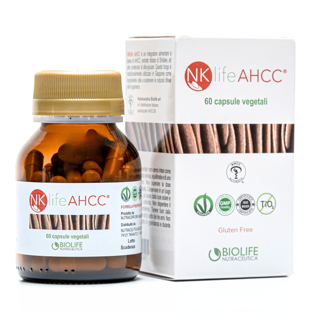 NKlife AHCC® 60cp 600mg | estratto di Fungo Shiitake Lentinula E. Vegan OK