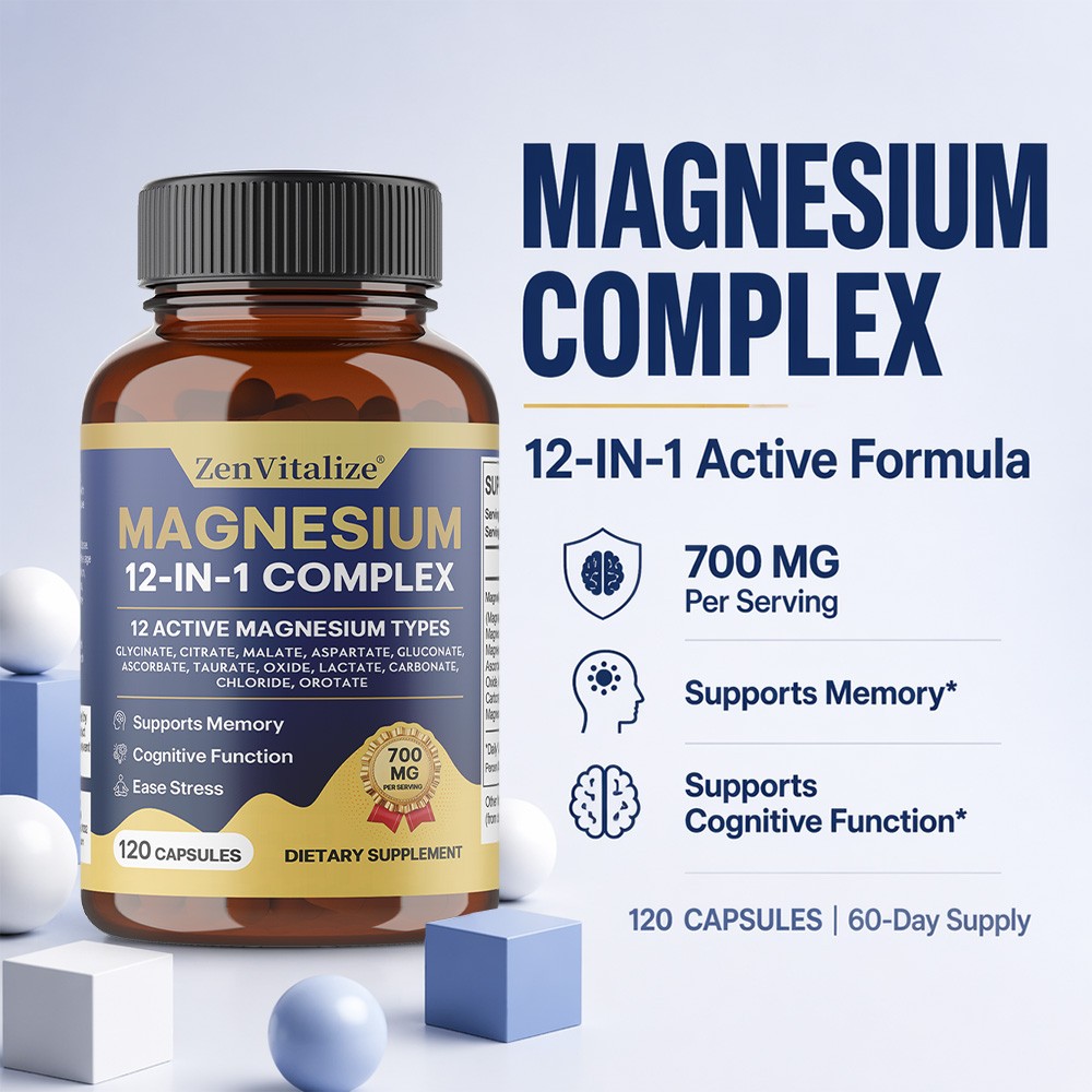 12in1 Multi Magnesium Complex 700mg,For Memory & Stress Relaxation Caps 30~120CT