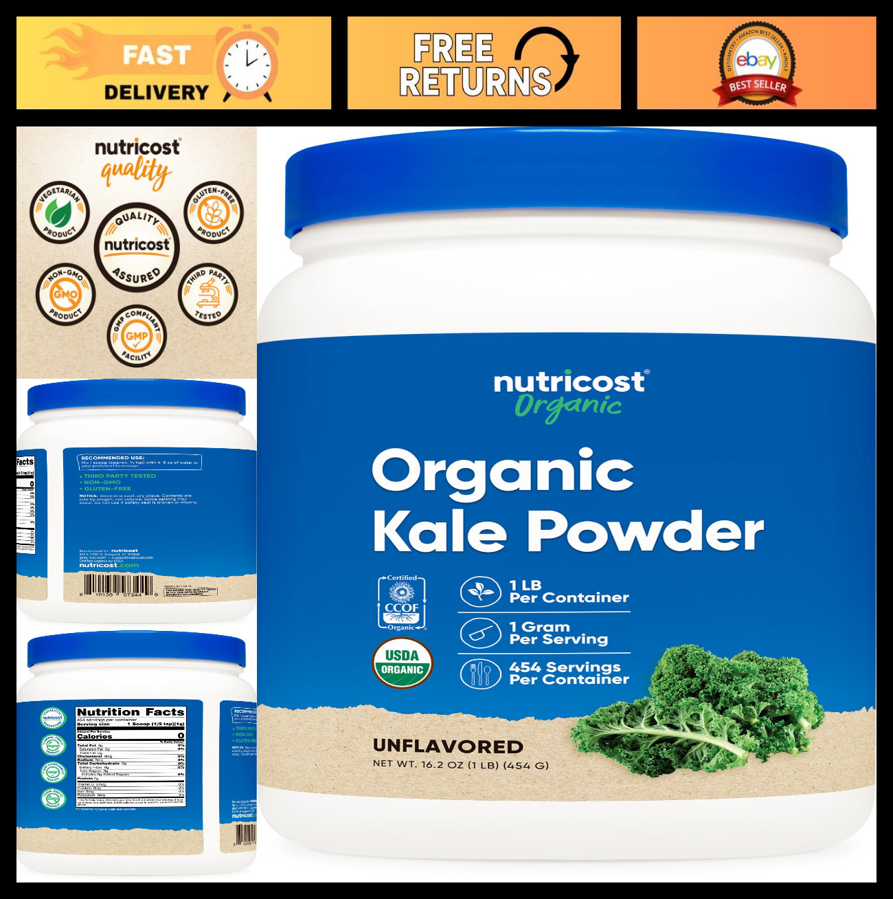 Organic Kale Powder 1LB – Non-GMO, Gluten Free, All Natural, USDA Certified Supe