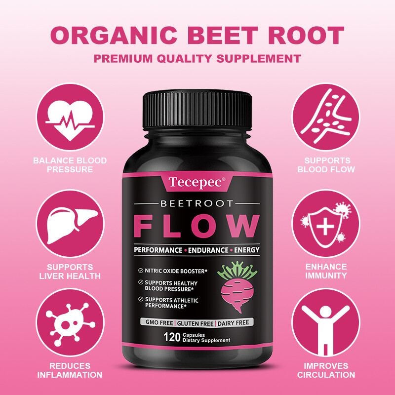 Organic Beet Root Powder 1300mg Per Serving,NITRIC OXIDE BOOSTER-60Caps*2bottles