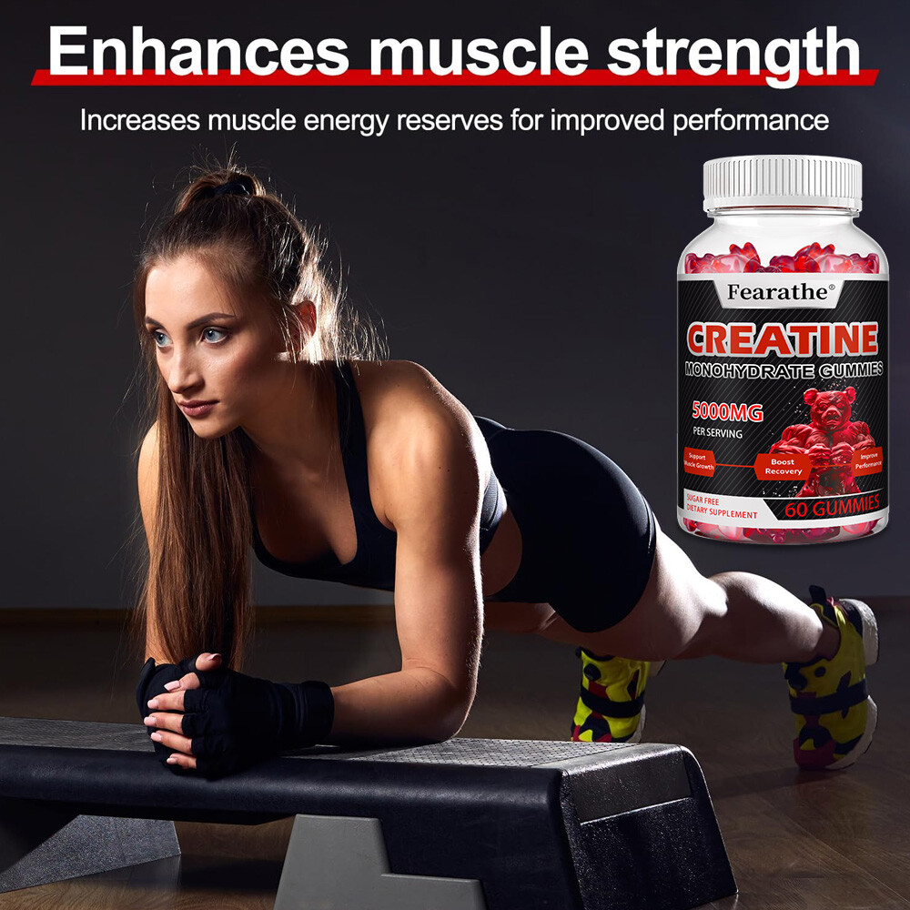 5000mg Creatine Monohydrate Gummies, Sugar Free Muscle Strength & Recovery,60 CT