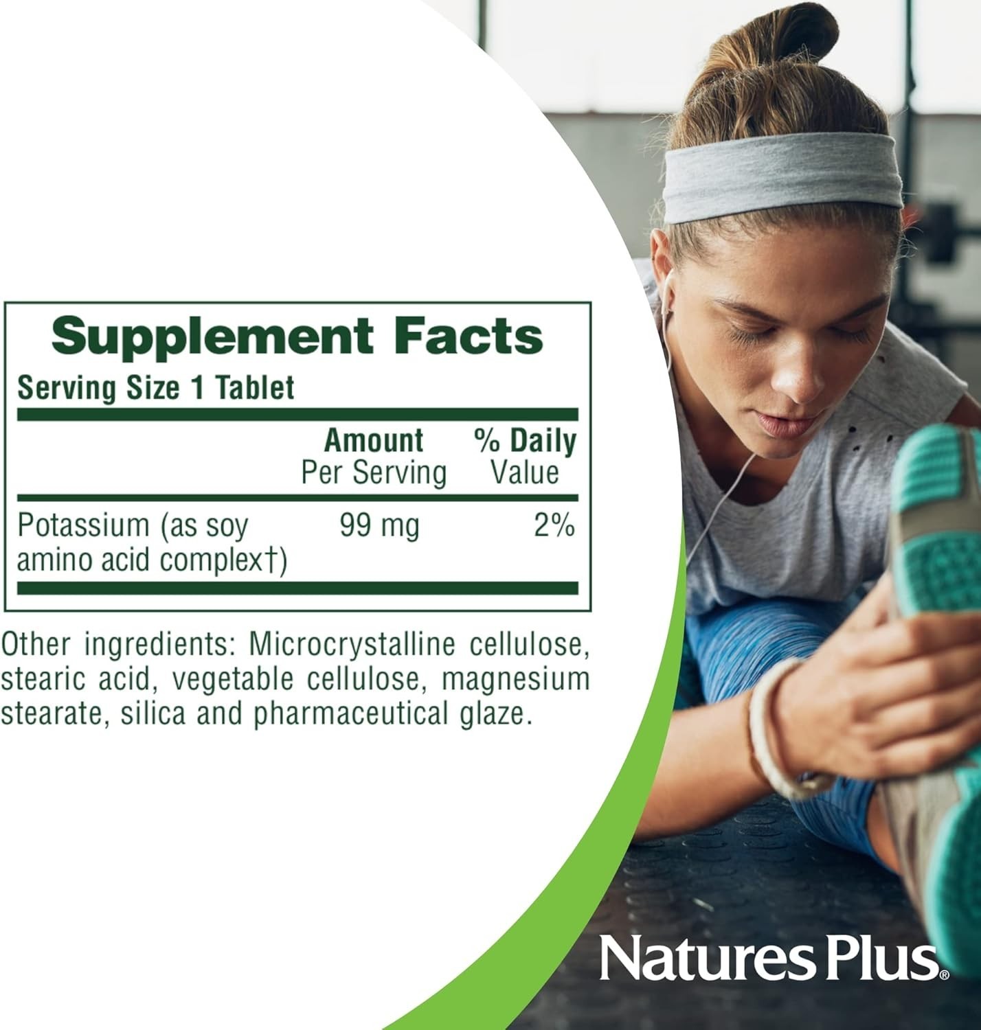 NaturesPlus POTASSIUM 99 mg 90 Tablets for Electrolyte Balance/Overall Wellness