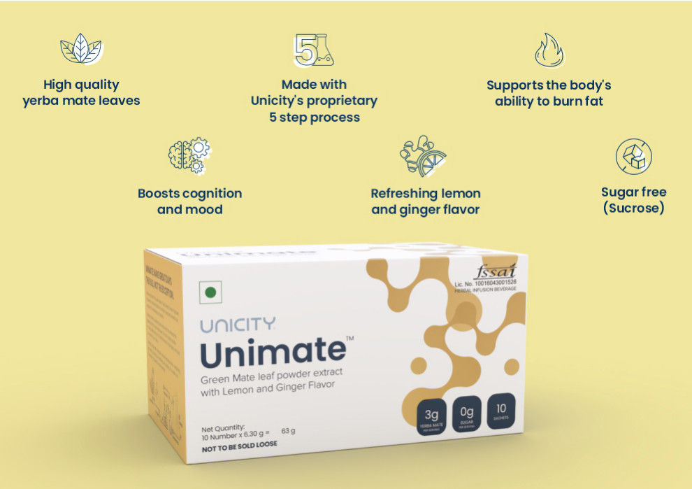 Unicity FEEL GREAT SINGLE PACK (3 x UNIMATE Lemon Ginger & 2 x Bios Life SLIM)