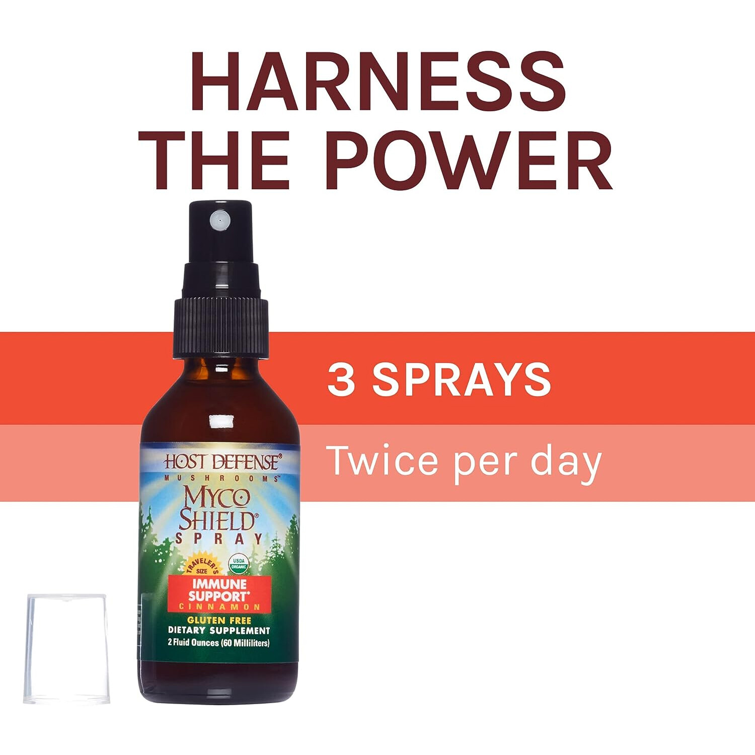 Host Defense Mushrooms MycoShield Spray, Cinnamon Flavor, 2 Fluid Ounces