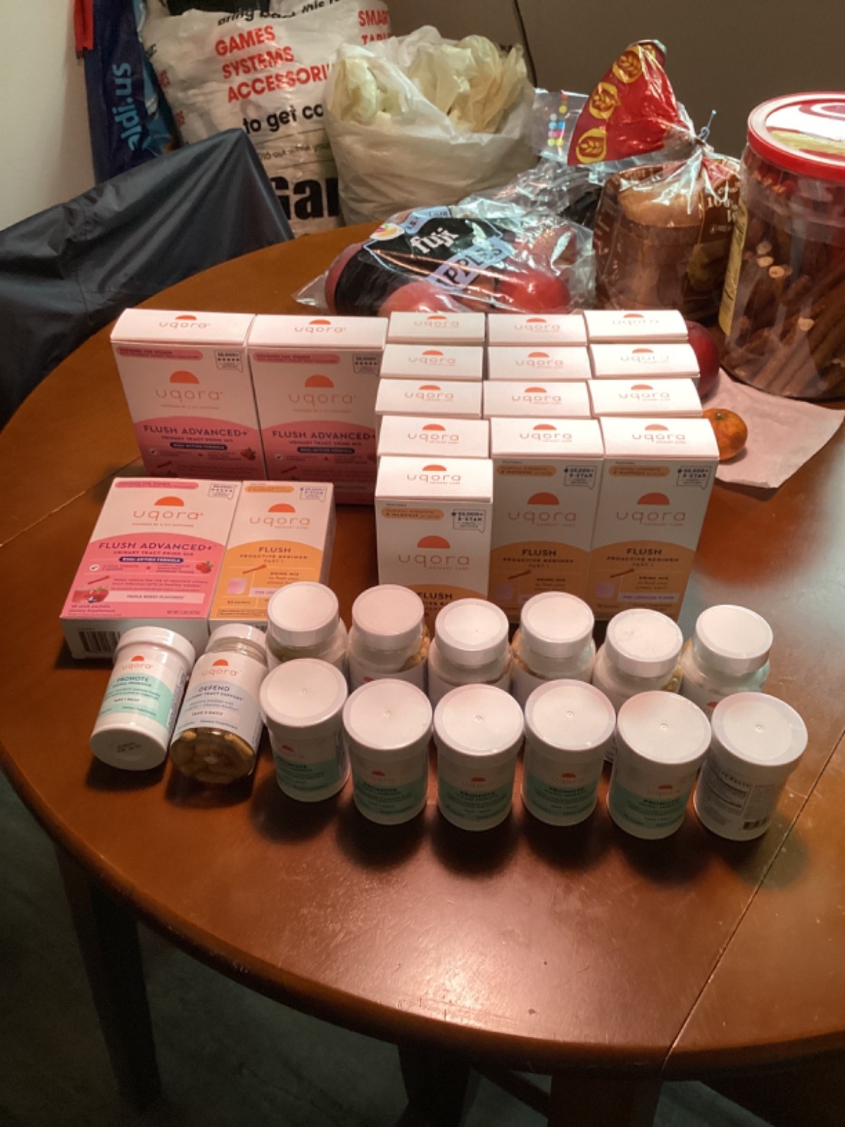 Uqora Flush (14), Advanced Flush (3), Promote Capsules (7), Defend Capsules(7)