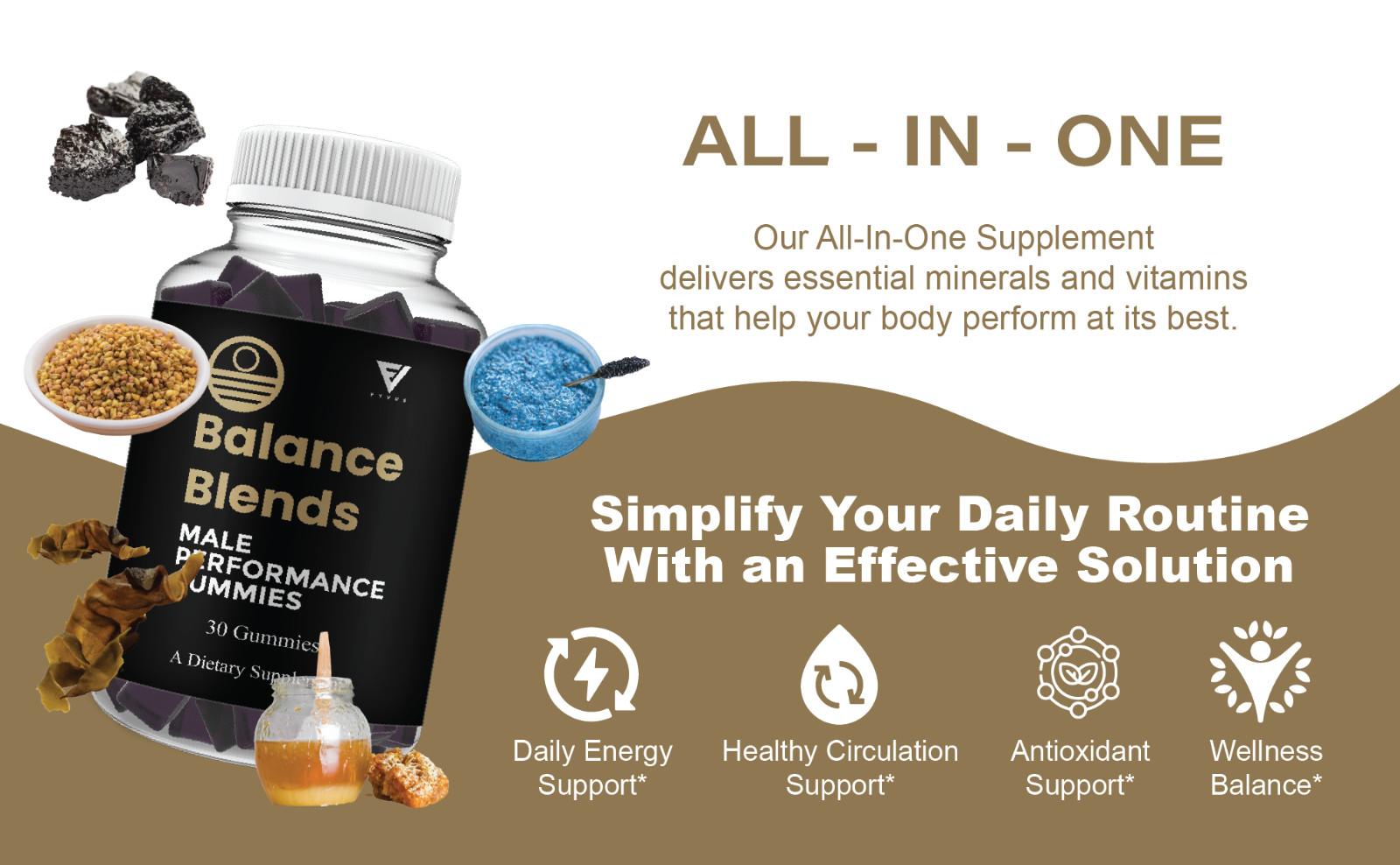 (3 Pack) Balance Blends Male Performance Gummies, BalanceBlends (90 Gummies)