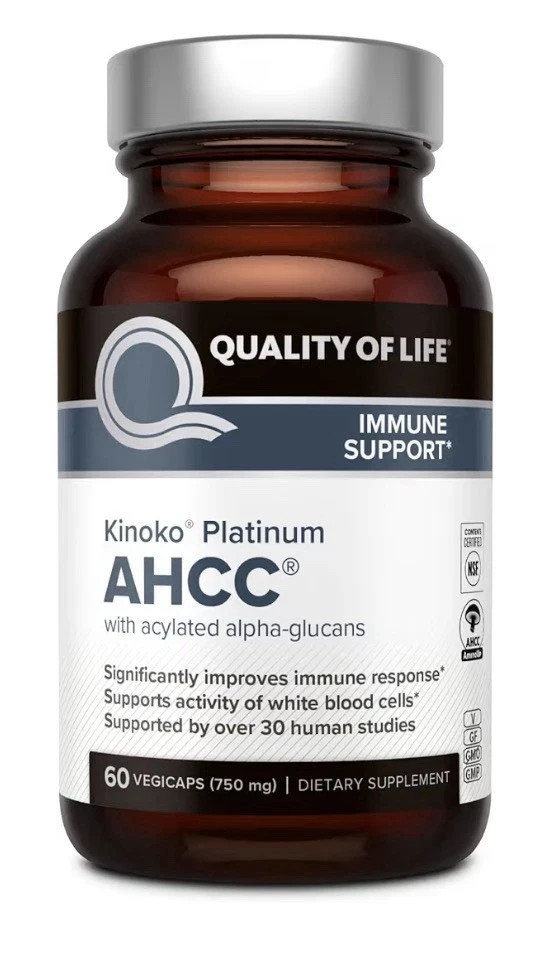 Quality of Life Kinoko Platinum AHCC Herbal Supplement Immune Support 60capsules
