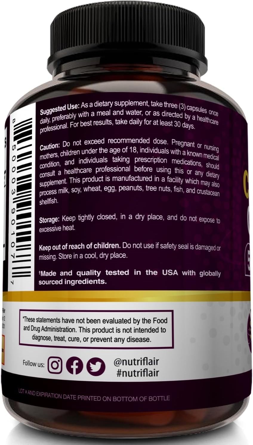Collagen Supplement, 2250mg, 90 Capsules, Type I II III V X, Unflavored