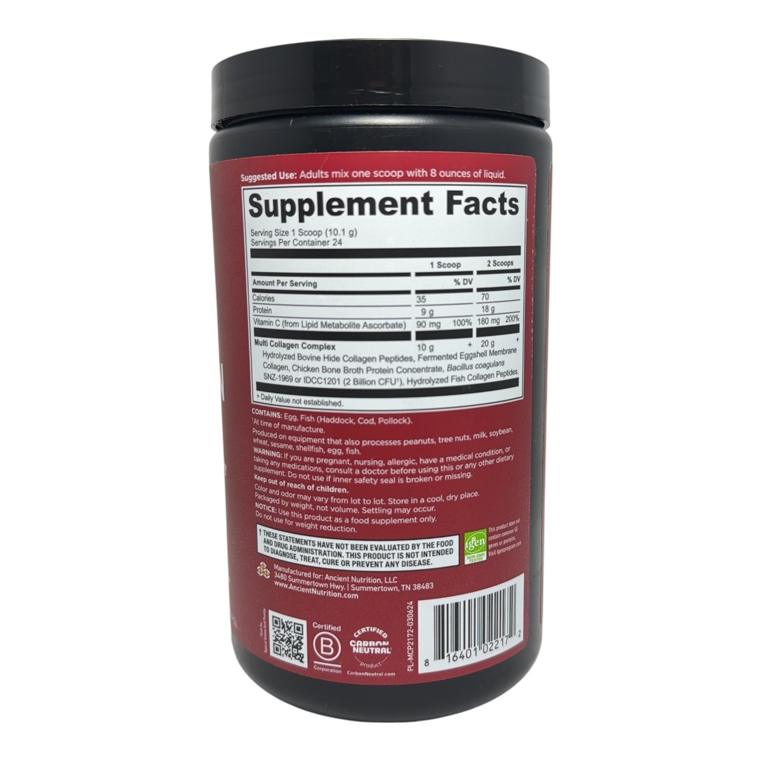 *Ancient Nutrition Multi Collagen Protein Whole Food Dietary Supplement 8.6oz.