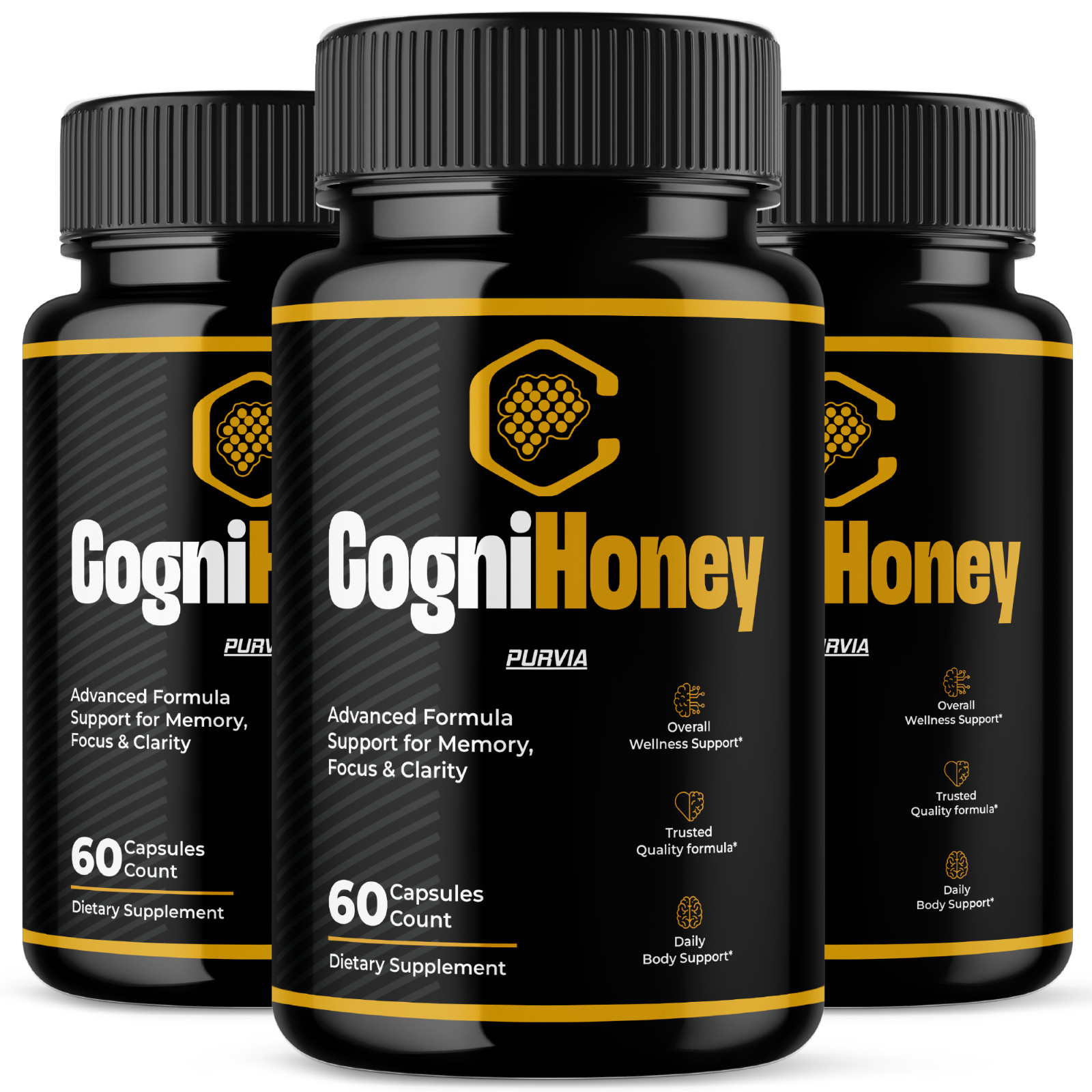(3 Pack) Cogni Honey Capsules Memory Focus Sharp Mind CogniHoney Pills (180 ct)