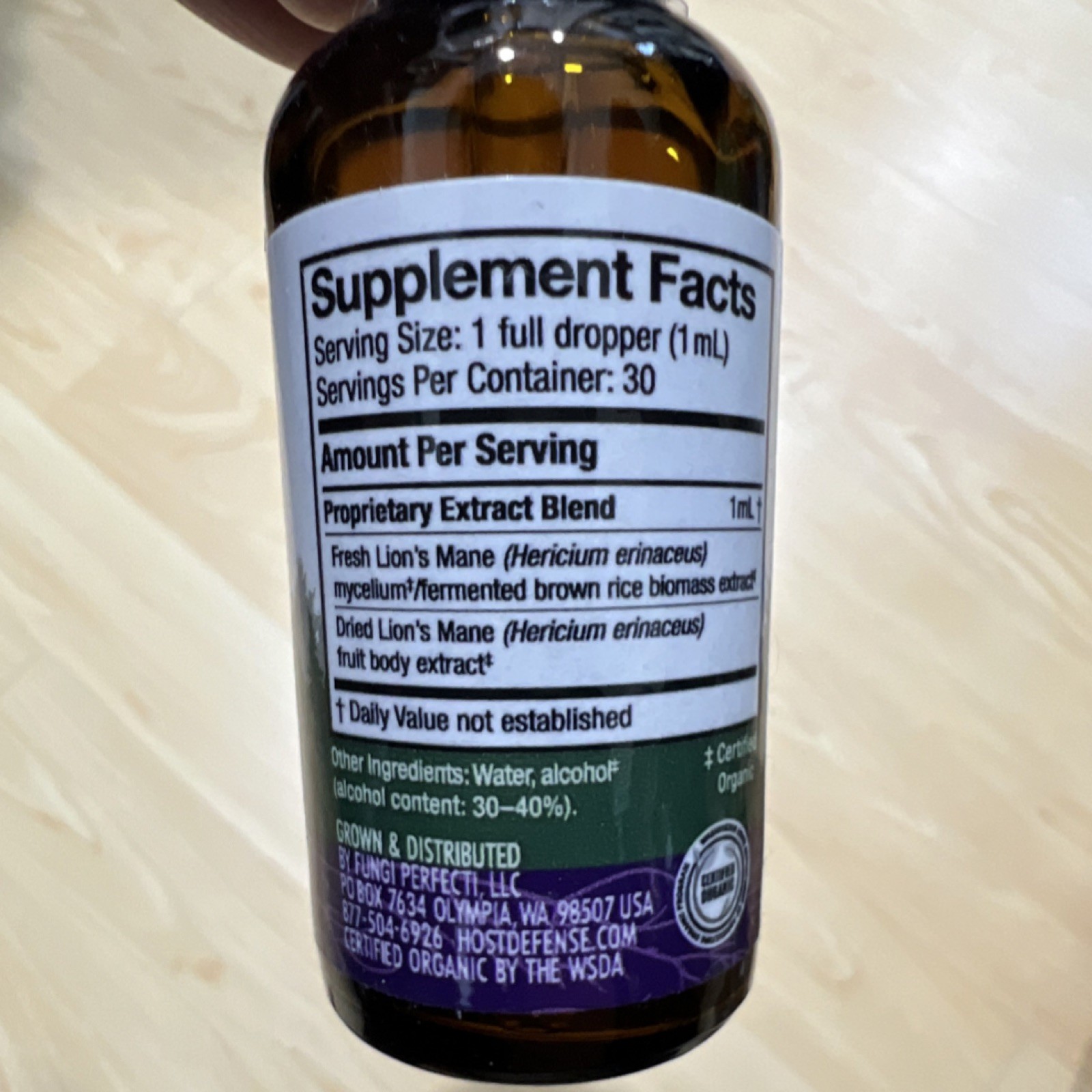 Host Defense Lion’s Mane Extract Memory & Nerve Support 1 fl oz USDA Organic
