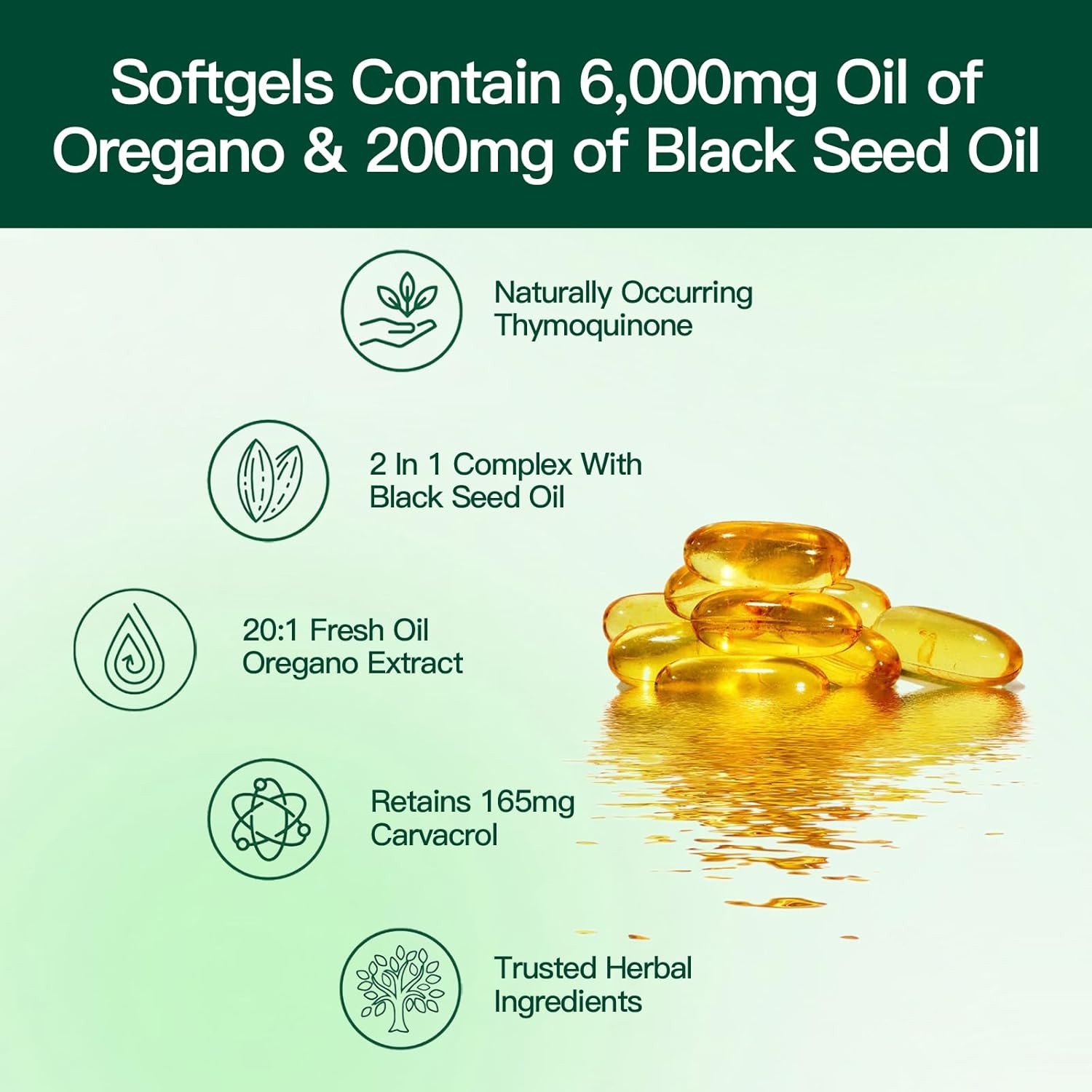 VivoNu Oil of Oregano with Black Seed Oil, Balanced Oil of Oregano Capsules