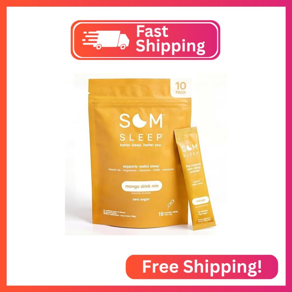Som Sleep, Calm Sleep Powder Drink Mix, Sleep Aid for Adults w/ 3mg Melatonin, M