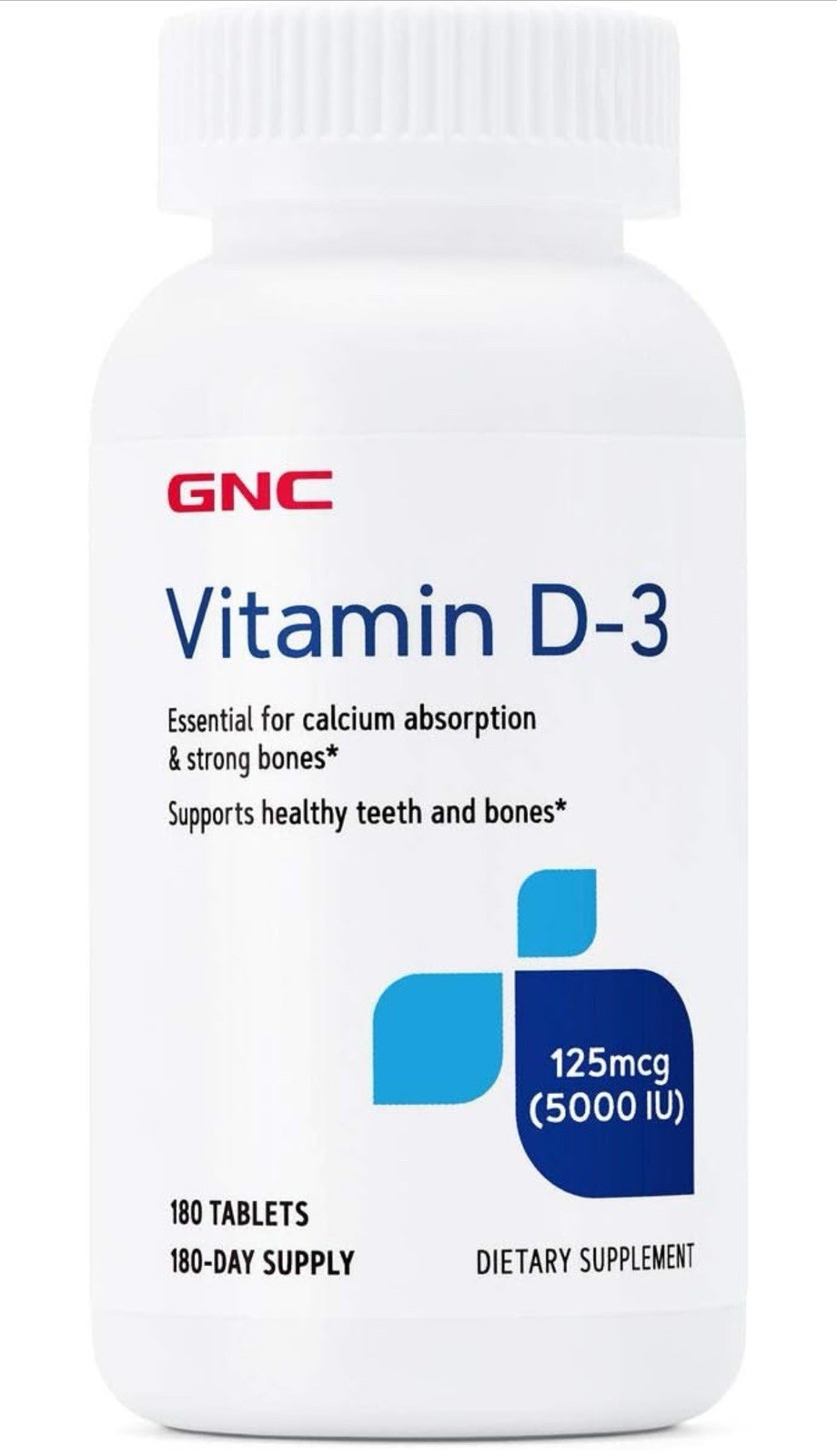GNC Vitamin D-3 125 mcg 5000 IU 180 Tablets (6) Month Supply Exp.06/2027