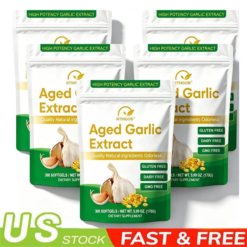 (5Pack) Garlic Extract, 300 Softgels, 500mg Odorless | Heart & Immune