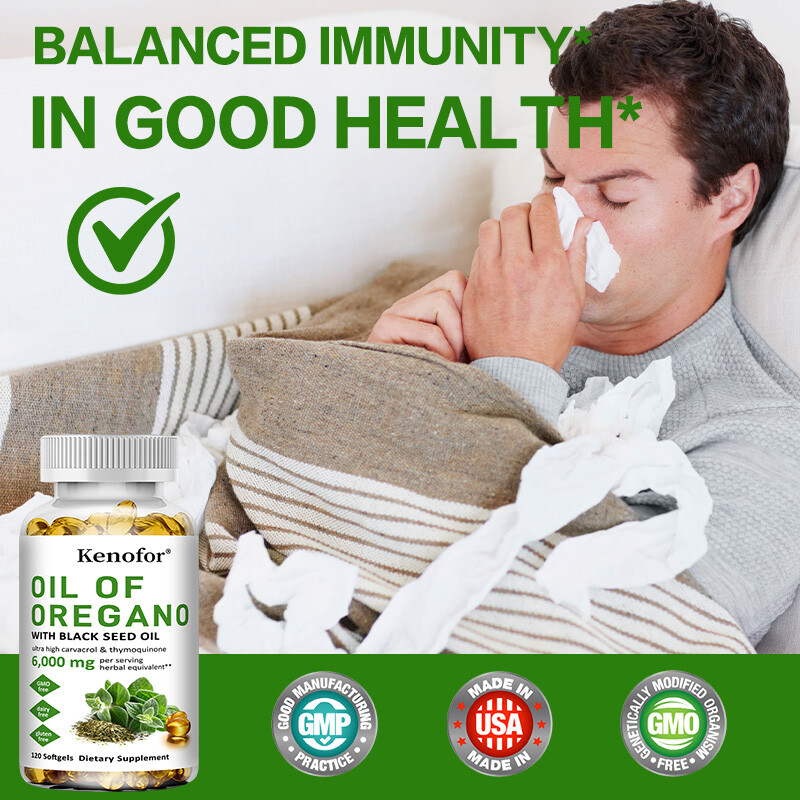Oil of Oregano Softgels 2 in 1 6000mg with Black Seed Oil Immune Support
