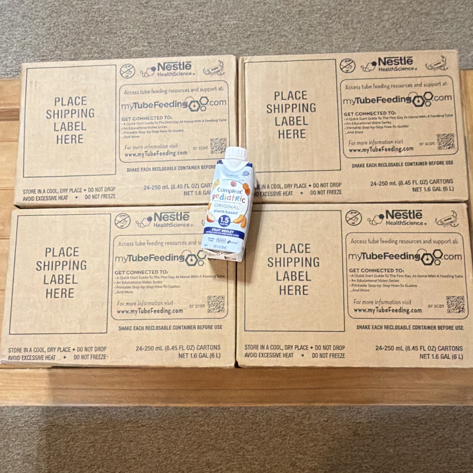 4 boxes – 96 Nestlé Compleat Pediatric Original Plant-based 1.5 Fruit Medley