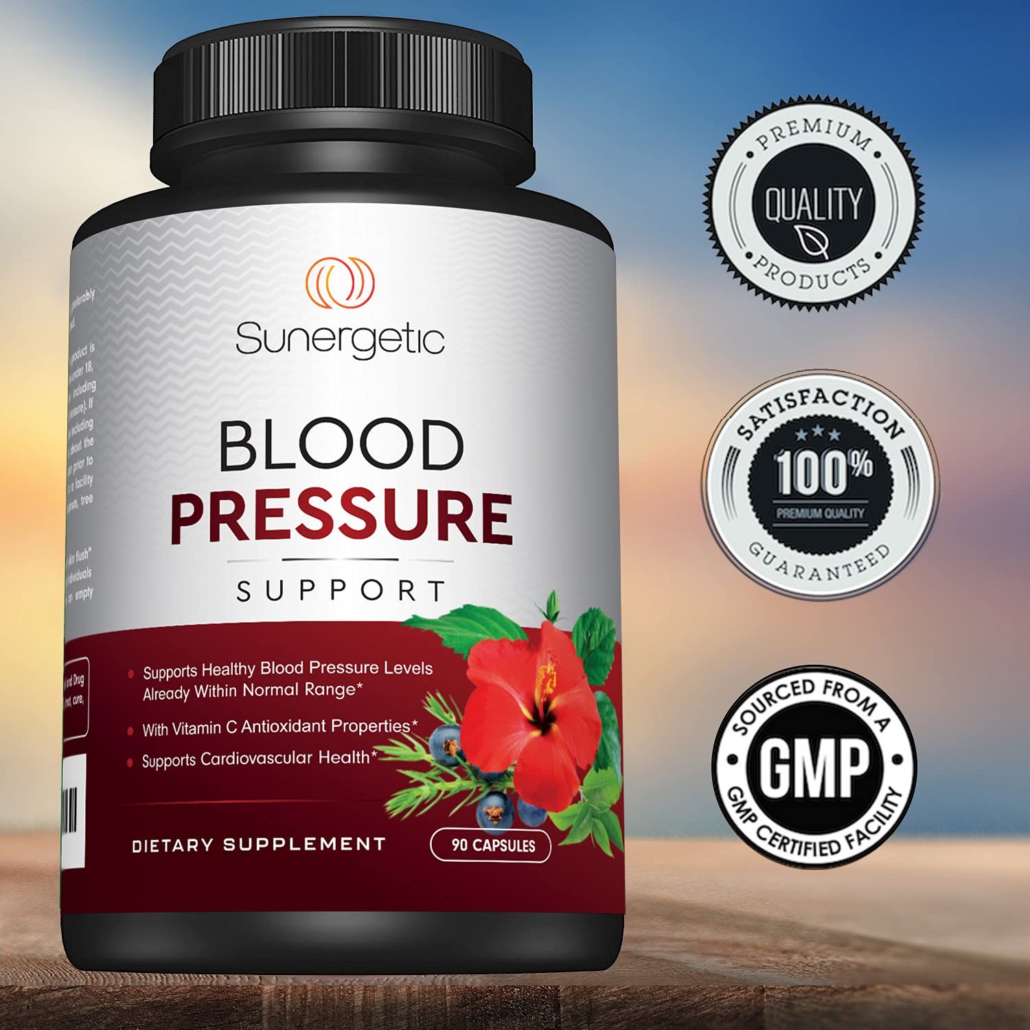 Sunergetic Premium Blood Pressure Support Supplement for 90 Count (Pack of 1)