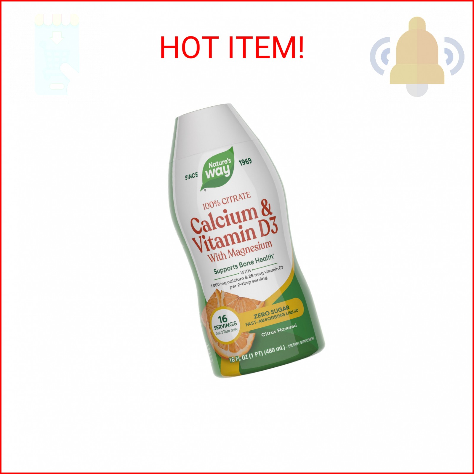 Nature’s Way Calcium & Vitamin D3 with Magnesium Liquid Supplement, Calcium & Vi