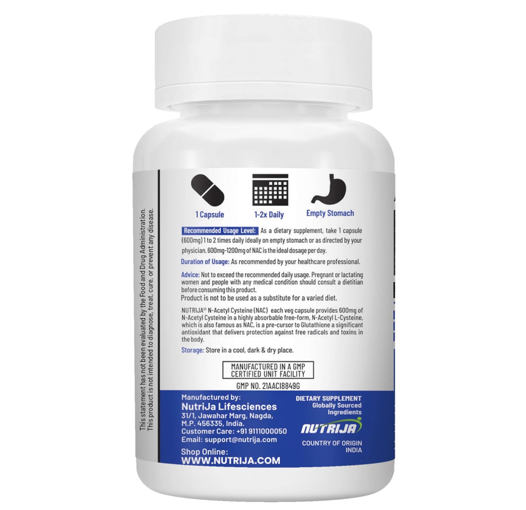 NutriJa NAC 600mg N-Acetyl Cysteine 60 Capsules EXP 01/27