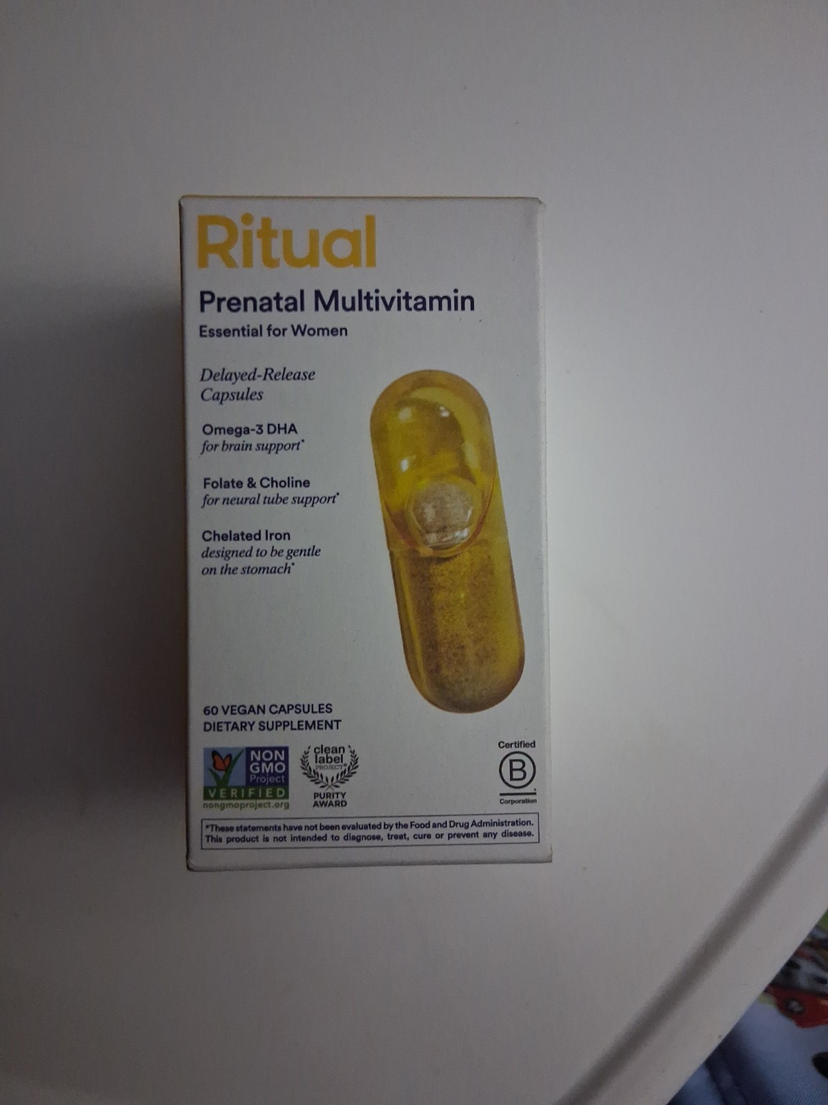Ritual Prenatal Multivitamin Vegan-60 Citrus Expires 1/21/27