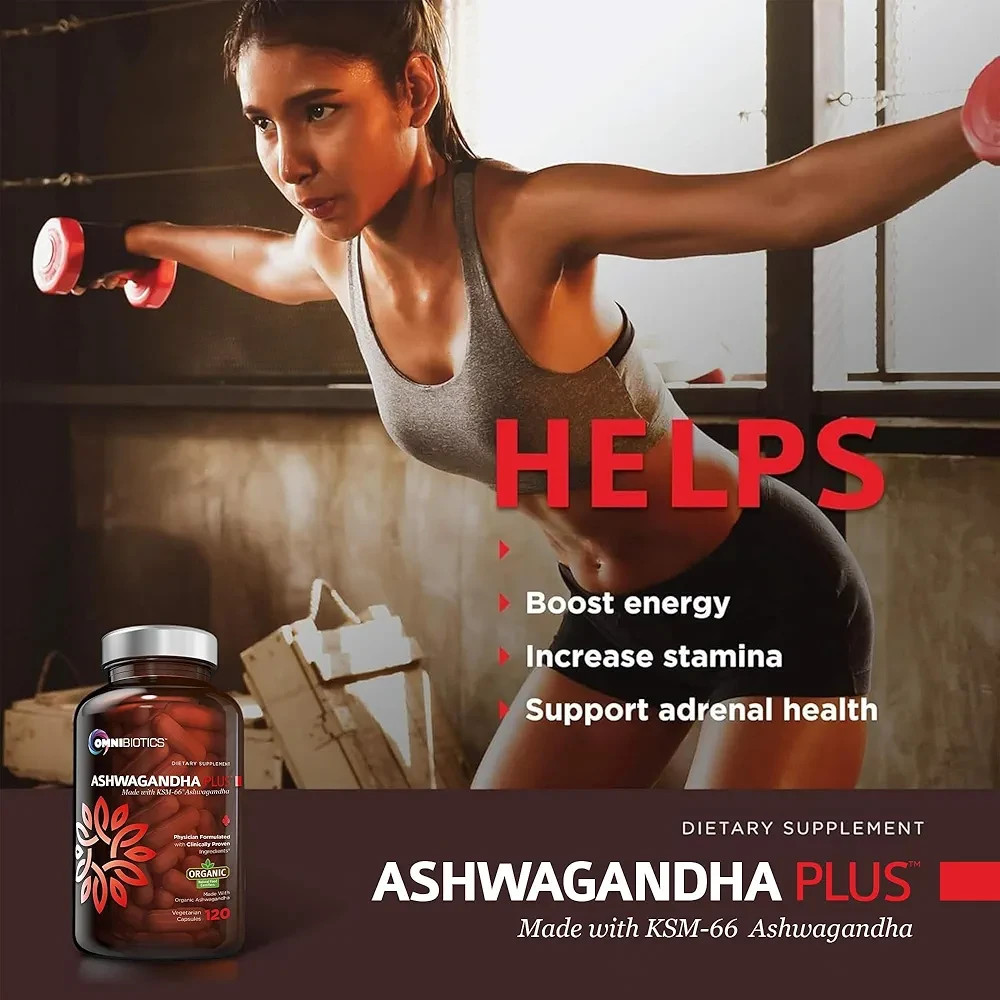 Organic Ashwagandha Supplement 1300mg Stress Relief,Mood & Sleep Support 120 Cap