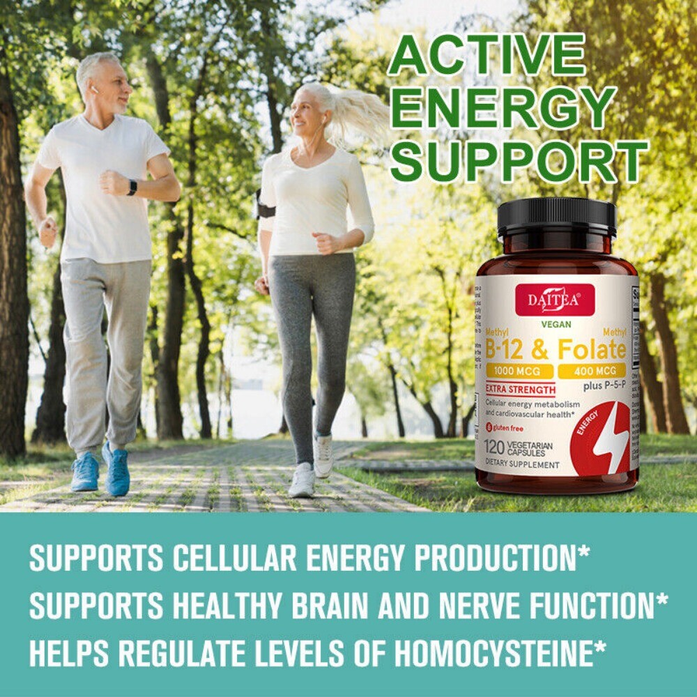 Premium Methyl Folate Supplement-Vitamin B12 & B6 Methyl Folate-120 Caps