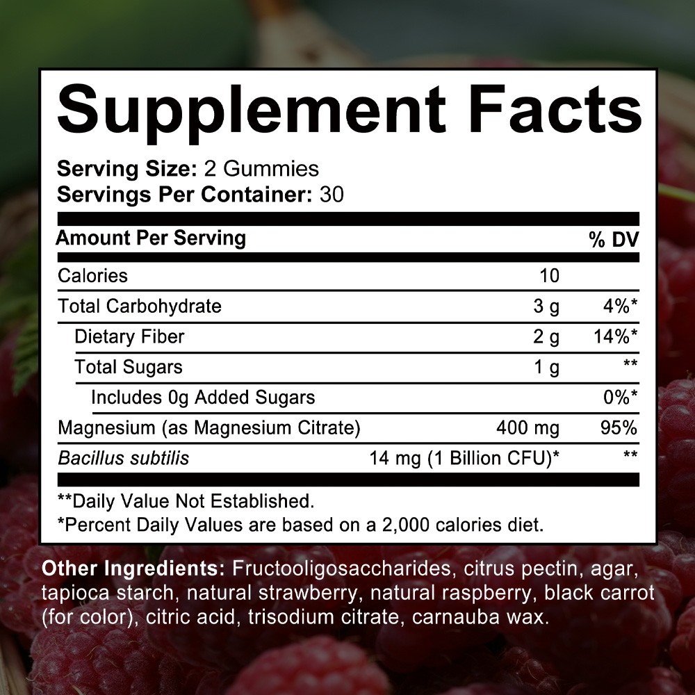 Magnesium Citrate Gummies 400mg – With Pre & Probiotics for Stress Relief 60Pcs