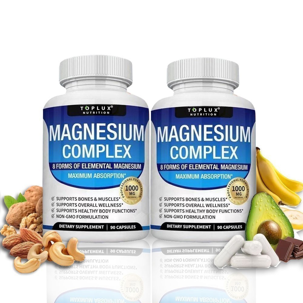 3Pack Toplux Nutrition Magnesium Complex 1000mg Supports 8 Elemental Magnesium++