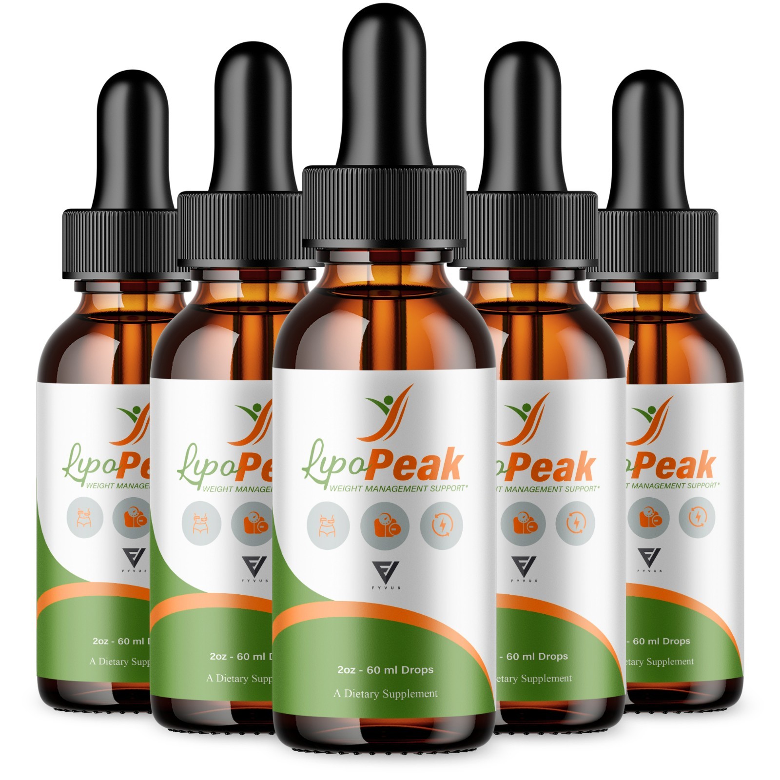 (5 Pack) Lipo Peak Drops Weight Formula, LipoPeak Drops Support (10oz)