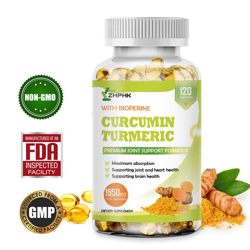 120 Capsules Premium Turmeric Curcumin 1950mg Herbal Extract with BioPerine HOT