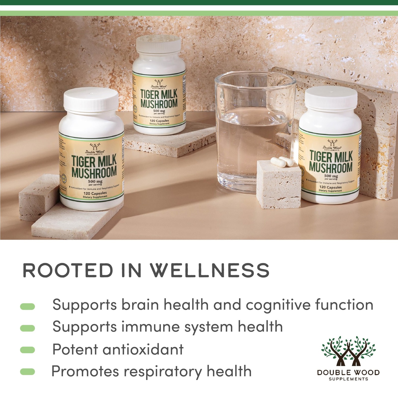 Double Wood Supplements Tigers Milk Mushroom Supplement 120 Count (Pack of 1)